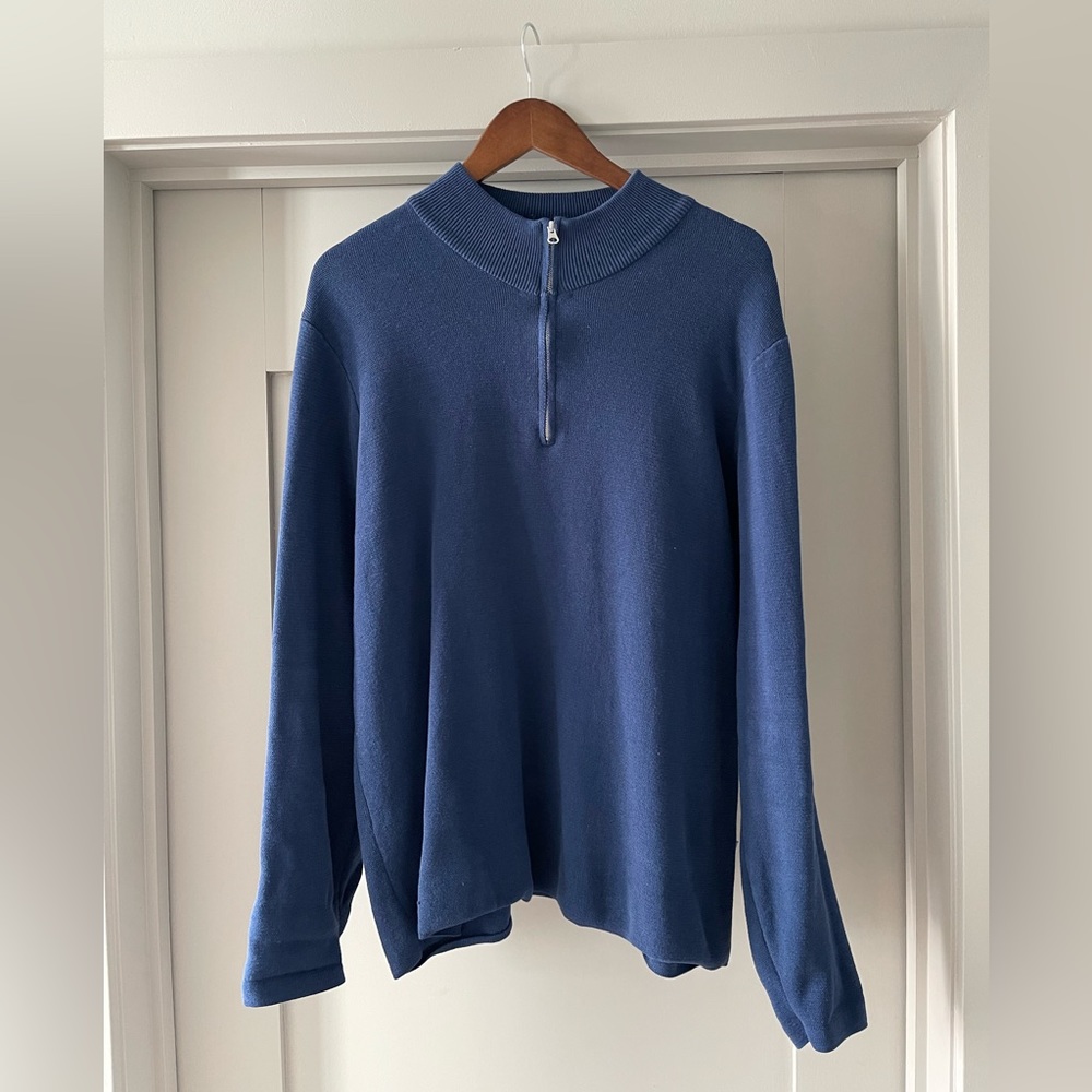 Dark blue knit quarter zip